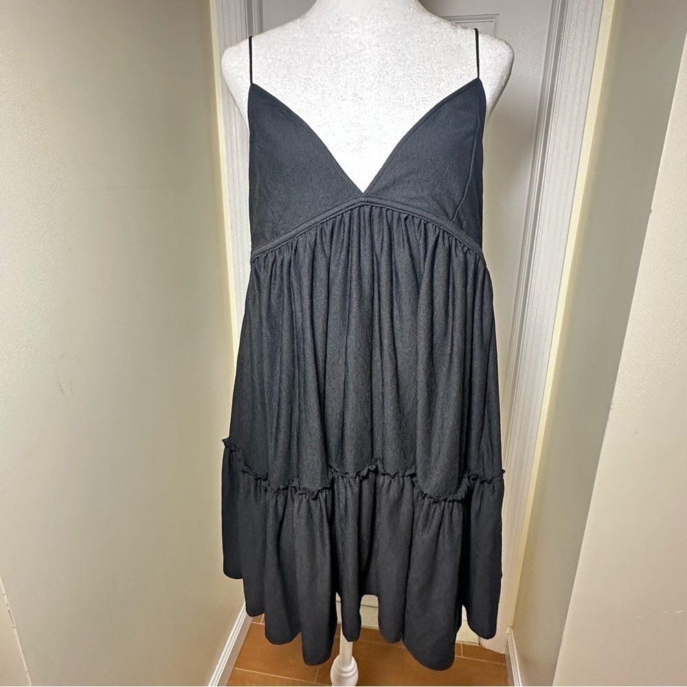 ZARA Flare Tiered Black Dress Women’s Size Large